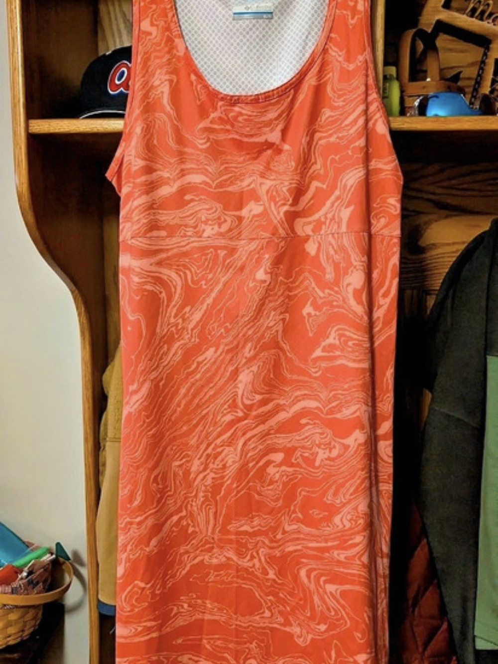 Columbia PFG Zero Rules Tank Abstract Tank Dress in Orange Size XL